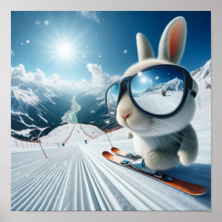 Skiing Bunny Adventure Poster