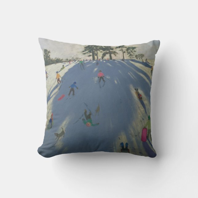 Skiing Calke Abbey Derby Throw Pillow (Front)