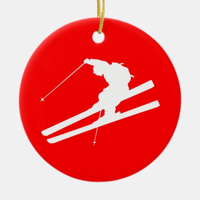 skiing ceramic ornament (Front)