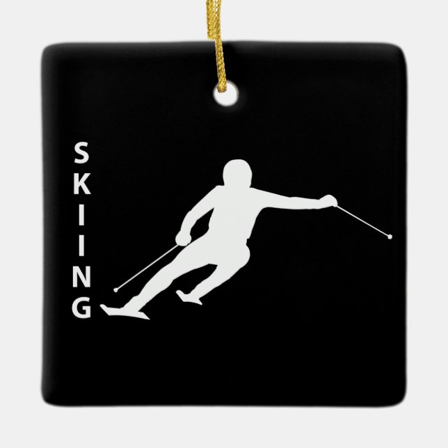 Skiing Ceramic Ornament (Front)