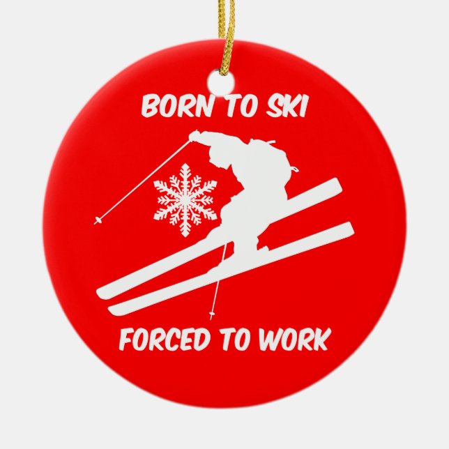 skiing ceramic ornament (Front)