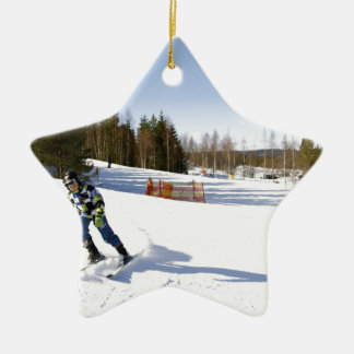 skiing ceramic ornament