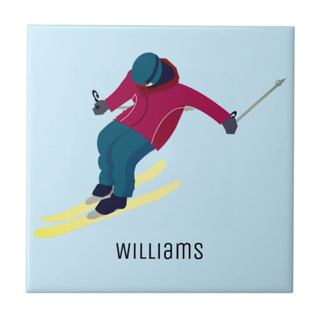 Skiing Ceramic Tile (Front)