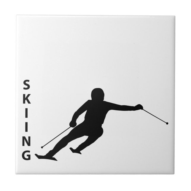 Skiing Ceramic Tile (Front)
