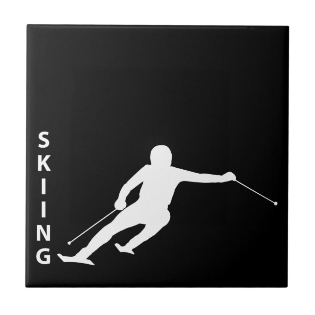 Skiing Ceramic Tile (Front)
