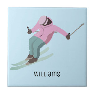 Skiing Ceramic Tile