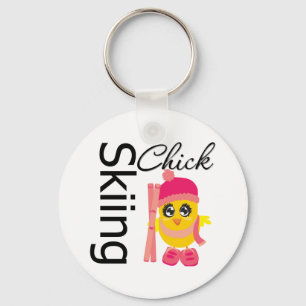 Skiing Chick Keychain