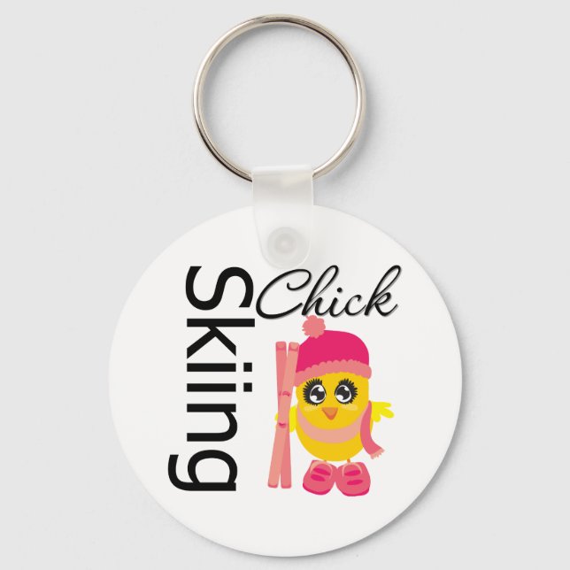 Skiing Chick Keychain (Front)