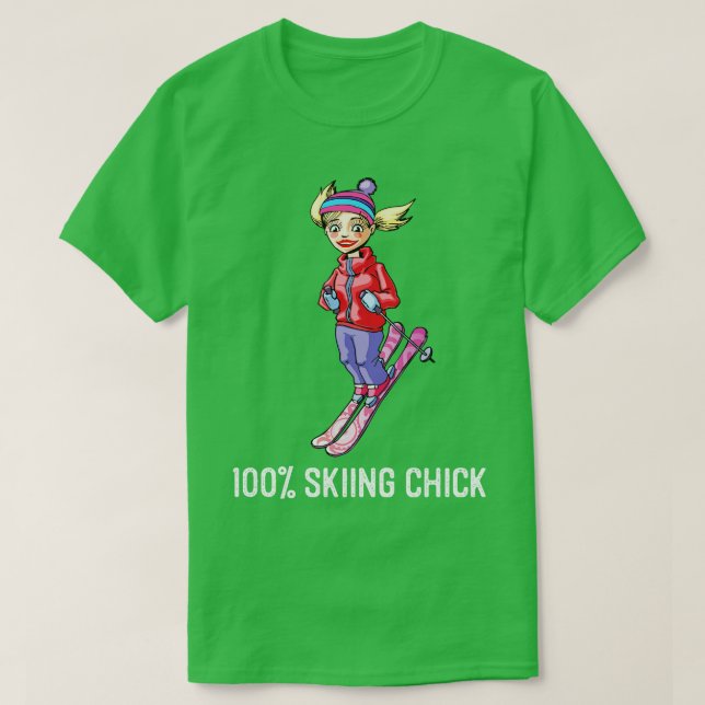 Skiing Chick Snow Bunny Funny Gift T-Shirt (Design Front)