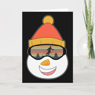 Skiing Christmas Snow Man Winter Skier Funny Apres Card