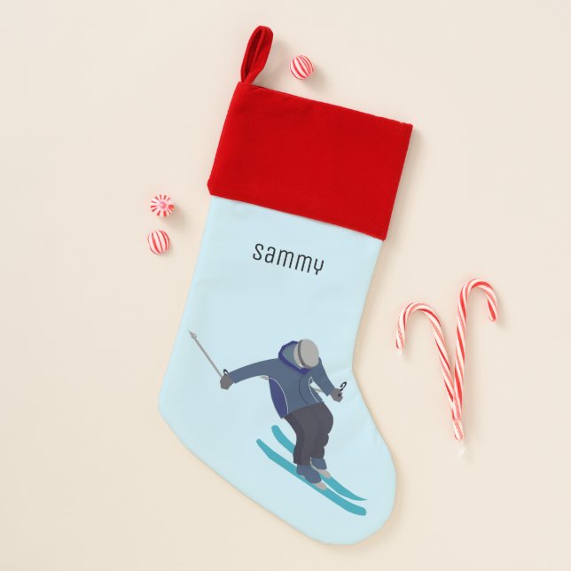 Skiing Christmas Stocking (Front)