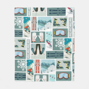 skiing clipart cute skier snow winter sports fleece blanket