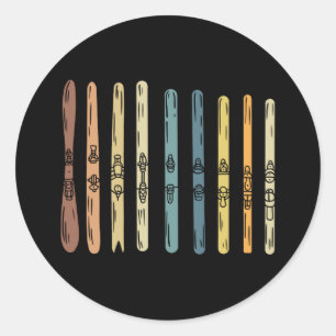 Skiing - Collection of ski boards Classic Round Sticker