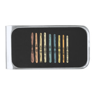 Skiing - Collection of ski boards Silver Finish Money Clip