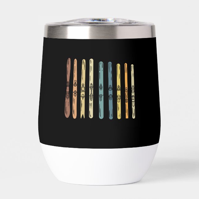 Skiing - Collection of ski boards Thermal Wine Tumbler (Front)