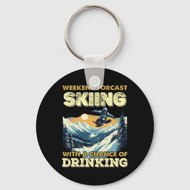 Skiing Costume Snow Fan Snowboarding Ski Mountains Keychain (Front)