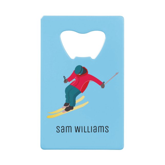 Skiing Credit Card Bottle Opener (Front)