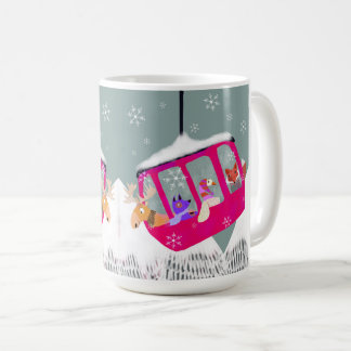 Skiing Cute Animal Friends in Gondola Mug