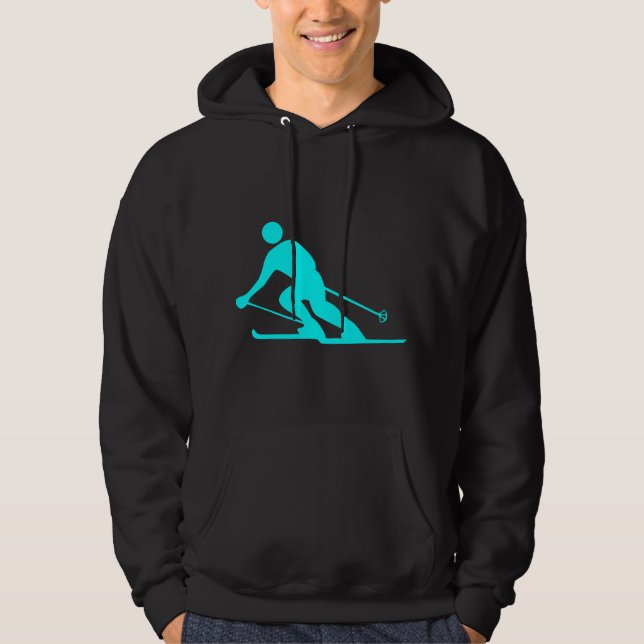 Skiing - Cyan Hoodie (Front)
