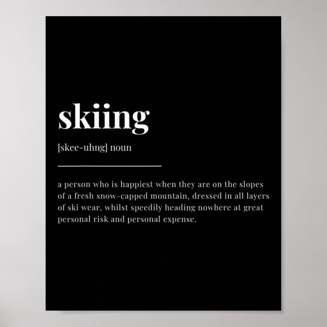 Skiing Definition Dictionary Design  Poster (Front)