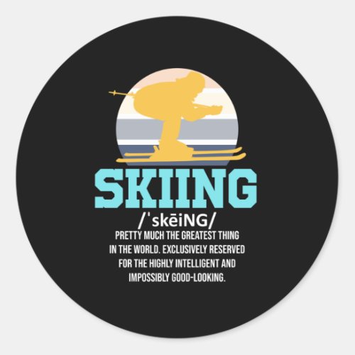 Skiing Definition Ski Skier Snowboard Winter Classic Round Sticker