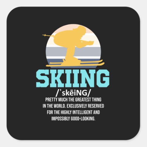 Skiing Definition Ski Skier Snowboard Winter Square Sticker