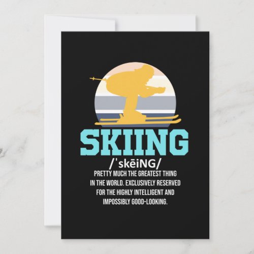 Skiing Definition Ski Skier Snowboard Winter Thank You Card