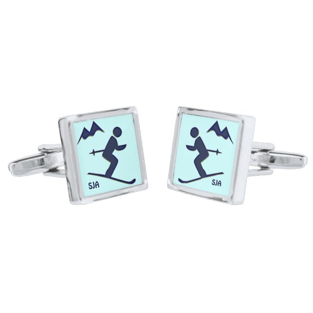 Skiing Design Cuff Links (Angled)
