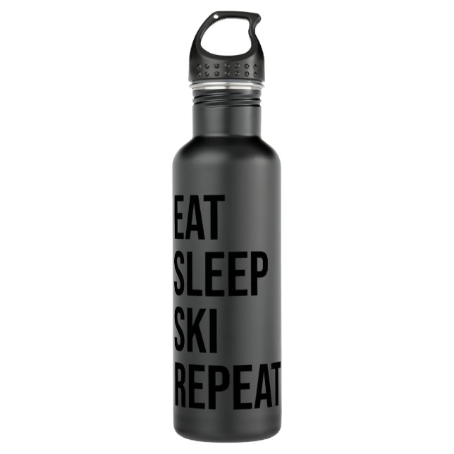 Skiing Design Eat Sleep Ski Repeat Skiing Lover Stainless Steel Water Bottle (Front)