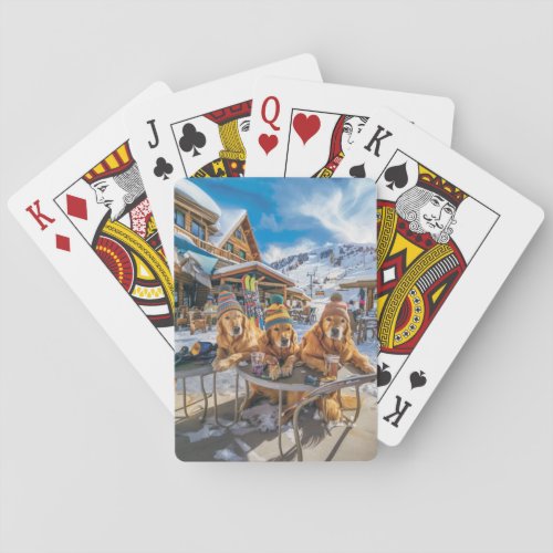 Skiing Dogs Retro playing cards