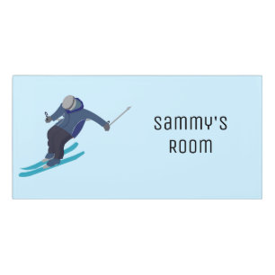 Skiing Door Sign