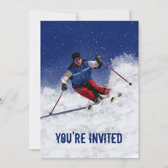 Skiing Down the Mountain You're Invited Invitation (Front)