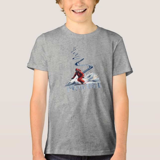 Skiing Down  Tri-Blend Shirt (Front)