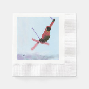 Skiing Downhill Art Napkins