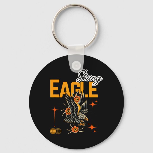 Skiing Eagle  Keychain (Front)