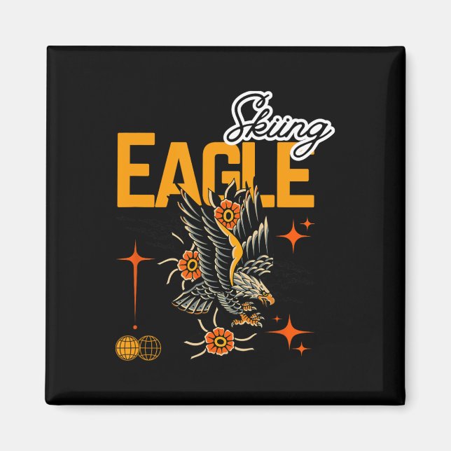 Skiing Eagle  Magnet (Front)