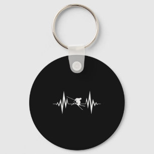 Skiing Ekg Skier Downhill Skiing Mountain Pion Sno Keychain