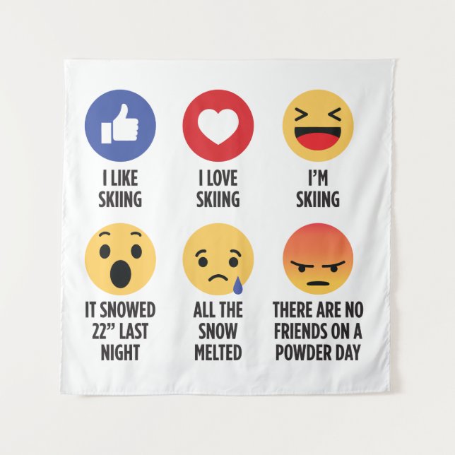 Skiing Emojis Tapestry (Front)