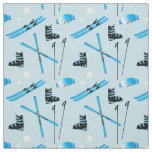 Skiing Equipment Skis Boots and Poles Pattern Fabric