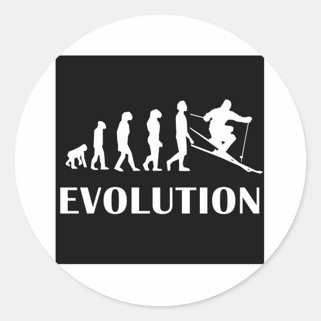 Skiing Evolution Classic Round Sticker (Front)