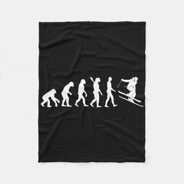 Skiing Evolution Funny Skier Freestyle Ski Winter  Fleece Blanket (Front)