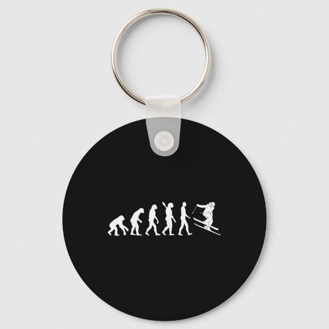 Skiing Evolution Funny Skier Freestyle Ski Winter  Keychain (Front)