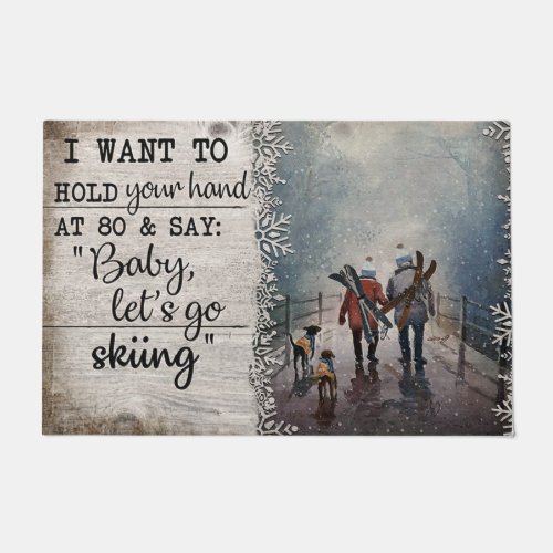 Skiing Family Doormat Snow Ski Snowboard Doormat