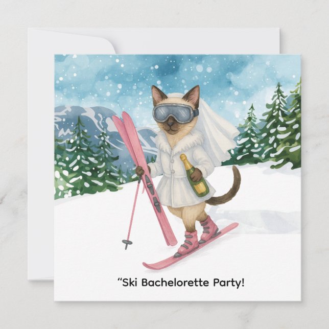Skiing for Bride on slope Bachelorette Party  Invitation (Front)