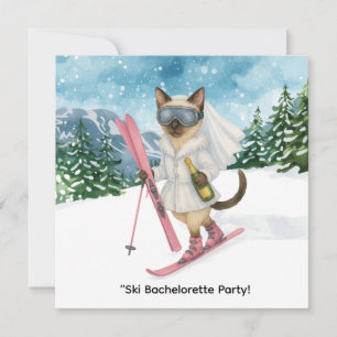 Skiing for Bride on slope Bachelorette Party Invitation