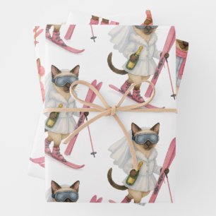 Skiing for Bride on slope Wrapping Paper Sheets
