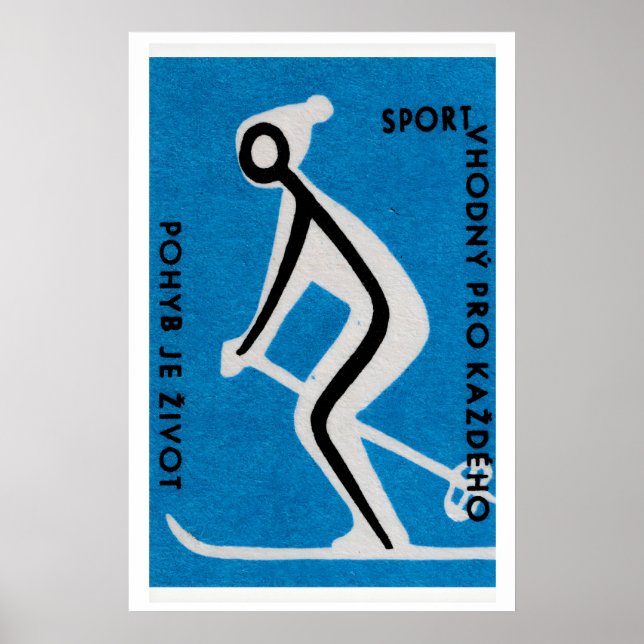 Skiing for Health - Matchbox Print - Czech Wall (Front)
