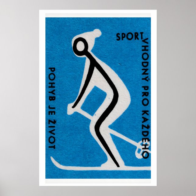Skiing for Health - Matchbox Print - Czech Wall (Front)