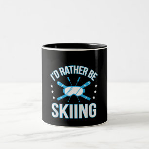 Skiing Gift I'd Rather Be Skiing Two-Tone Coffee Mug