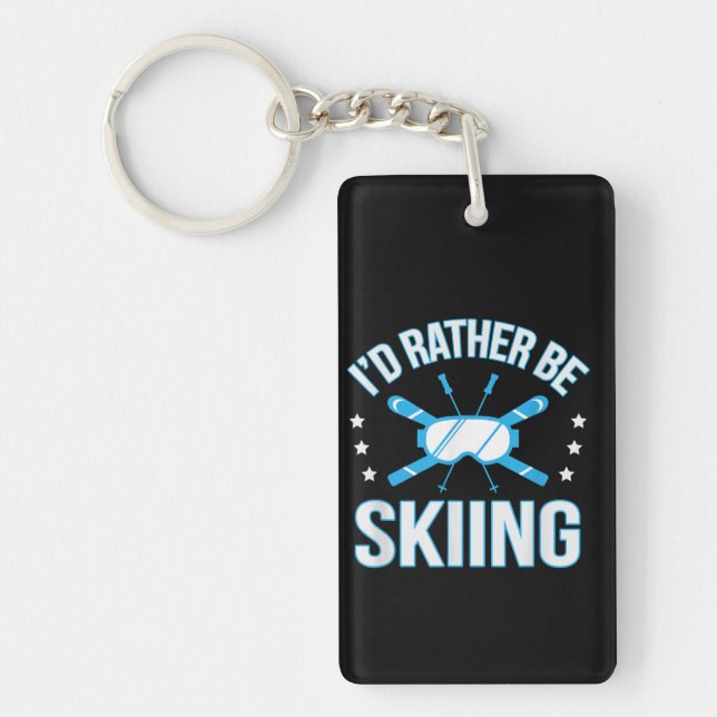 Skiing Gift | I'd Rather Skiing Keychain (Front)